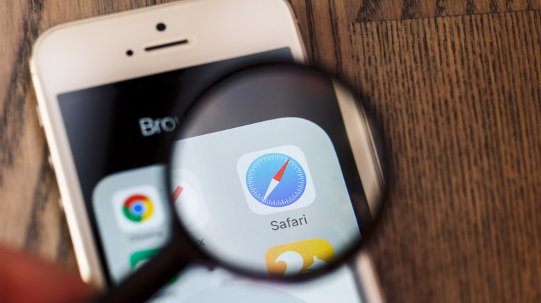 Magnifying glass over Safari icon