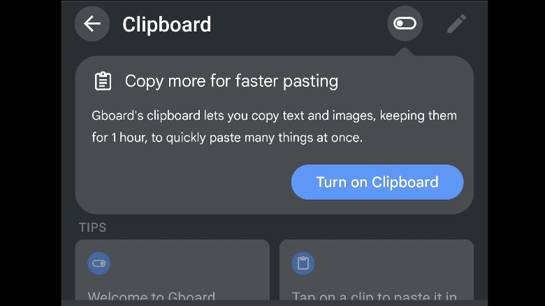 Gboard clipboard toggle