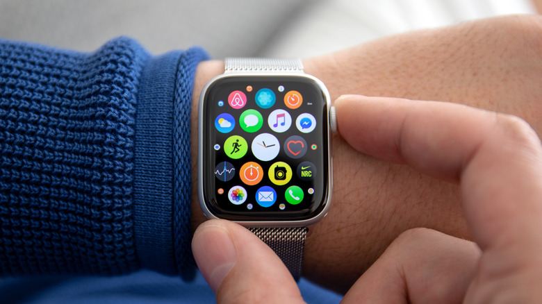 Apple Watch with apps on screen