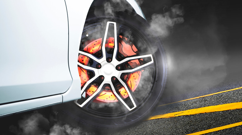 Smoke from car tire.