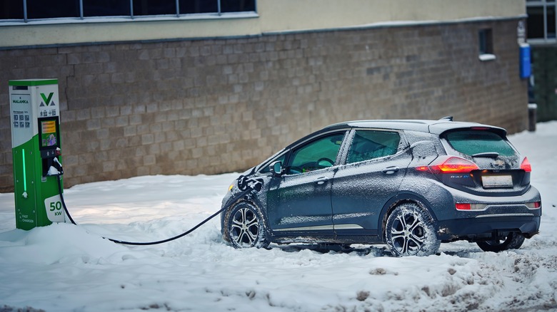 An EV at a charging station