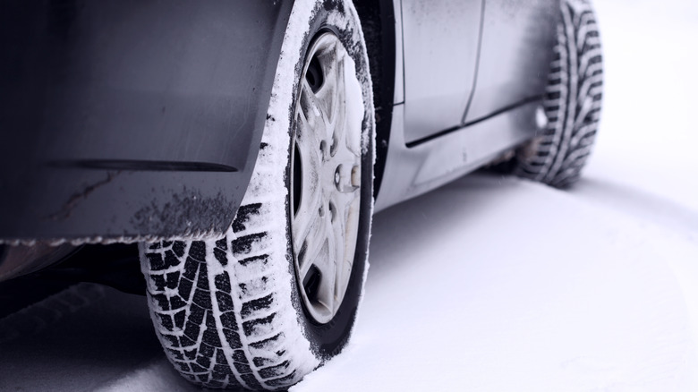 A car with snow tires