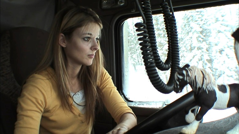 Lisa Kelly sitting in truck