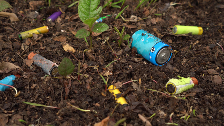 Decaying batteries in soil