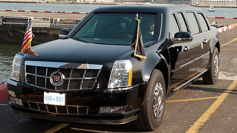 The presidential limousine, parked.