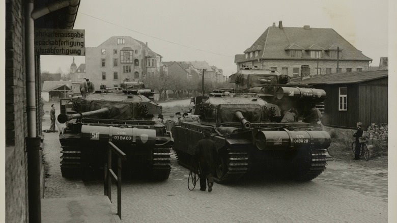 Centurion tanks loading on to British tank transporters