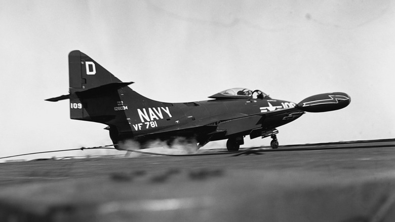 F9F Panther landing on the runway