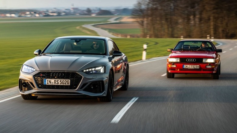 Audi RS5 Coupe and Ur-Quattro driving