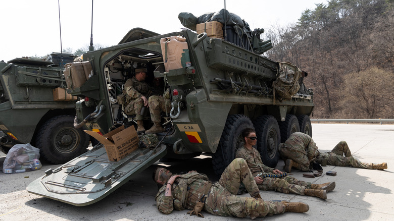 Stryker Battalion soldiers with vehicle