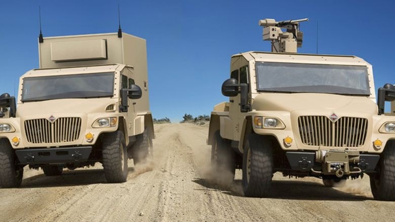 Navistar vehicles driving off-road