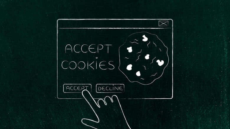 a drawing of someone accepting cookies from a website