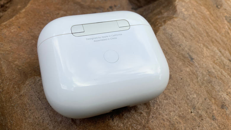 AirPods case showing the back button