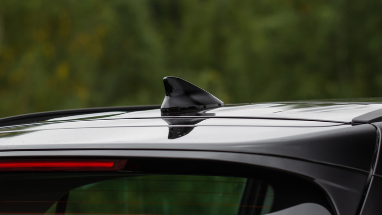 Fin antenna on car