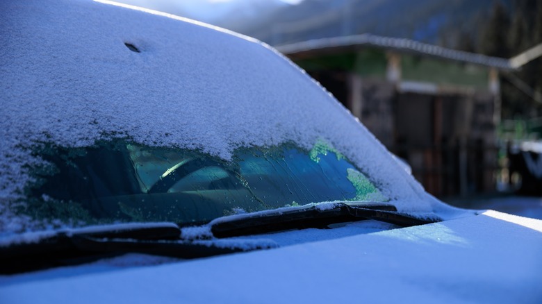 Heated windshield melting snow