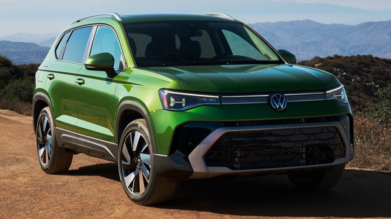 2025 Volkswagen Taos In Green On Mountain Road