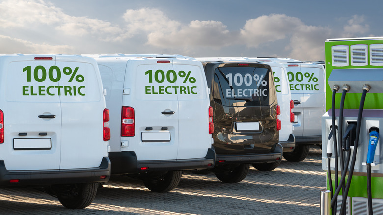 Electric vans on a parking lot