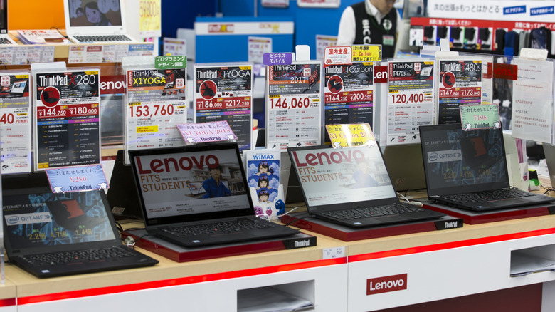 Lenovo laptops sold in Japanese store