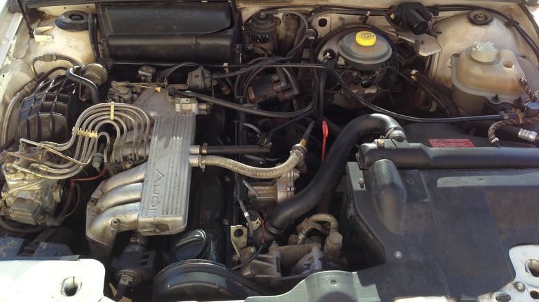 Audi five-cylinder engine bay