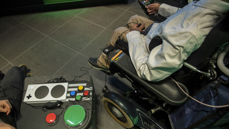 Person playing Xbox Adaptive Controller