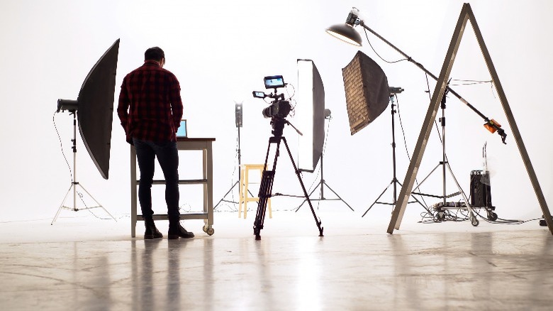 Studio set with lights and cameras