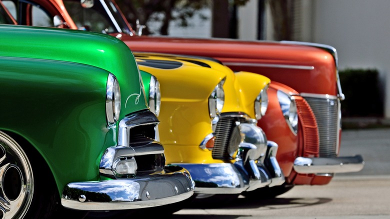 Brightly colored car bumpers 