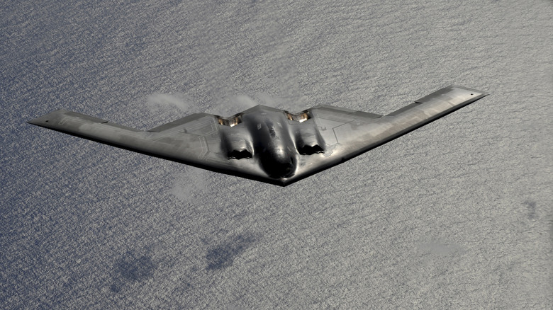 B-2 Bomber flying over ocean