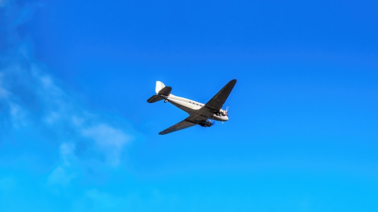 Douglas DC-3 underside in flight