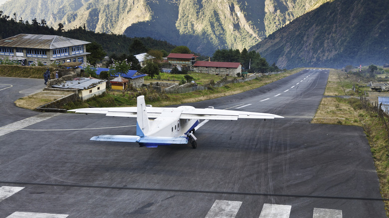 Plane at the dangerous Lukla Airport