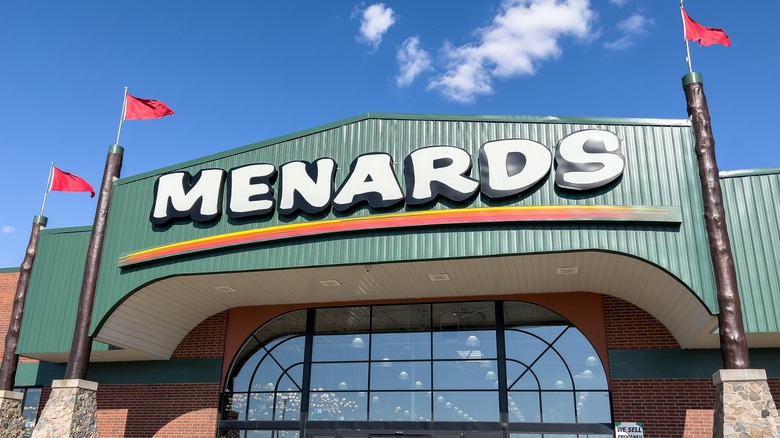 Menards location with red flags