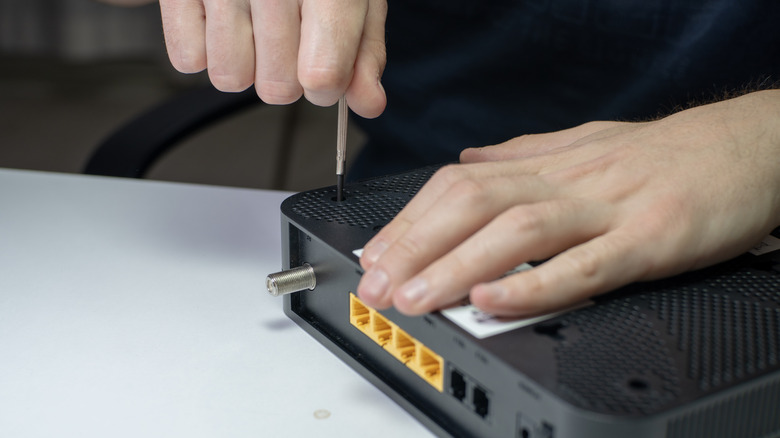 Wi-Fi router being repaired