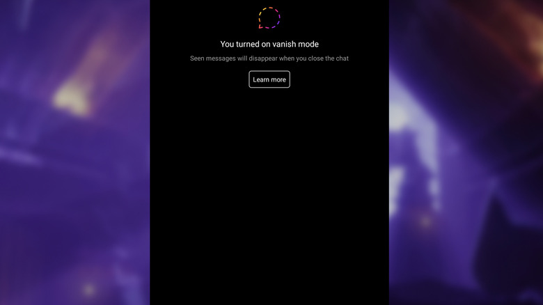 Vanish mode in the Instagram app
