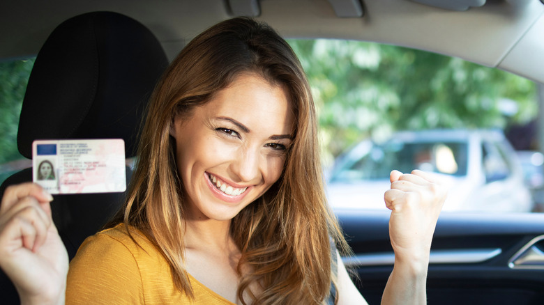 woman passing driver's test