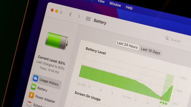 MacBook battery usage menu