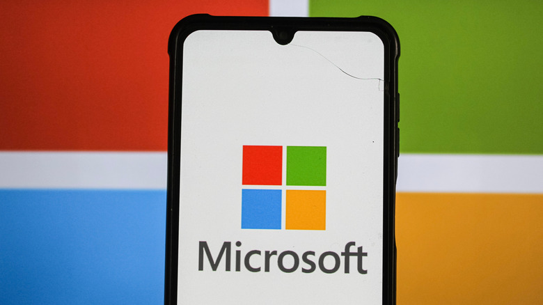 Microsoft logo on a smartphone screen