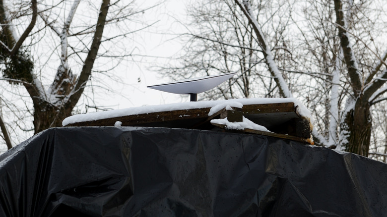 starlink dish on bunker ukraine