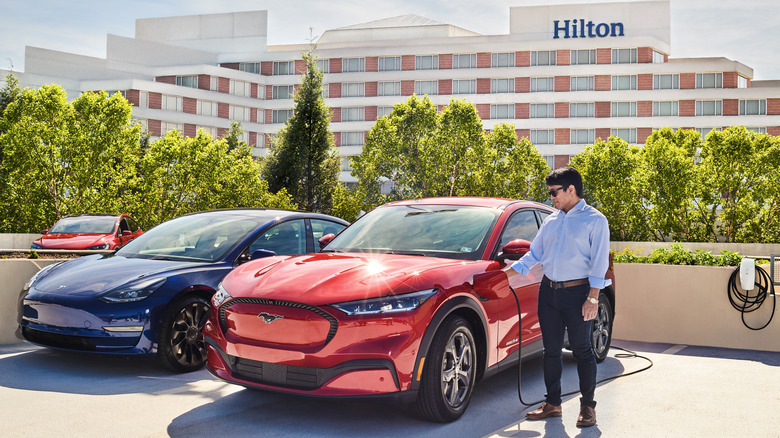 charging EV at Hilton