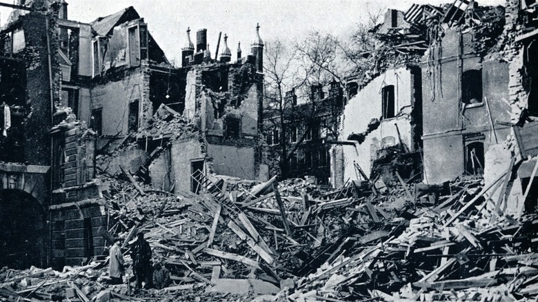 Destroyed buildings during London Blitz