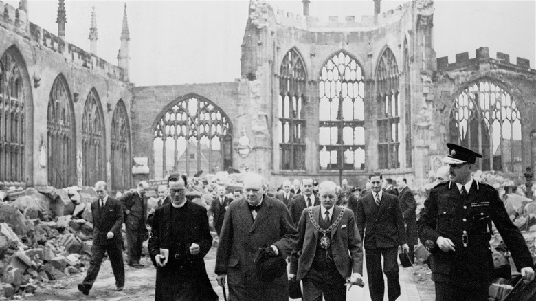 Winston Churchill visits Coventry Cathedral