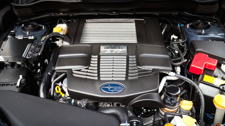 a Subaru engine bay