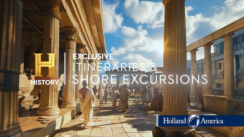 Holland America History tour advert with AI-generated Roman ruins in background