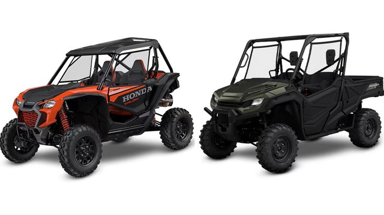 Honda Talon 1000XS And Pioneer 1000 on white background