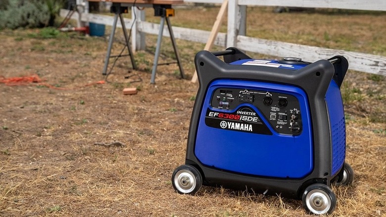 A Yamaha EF6300iSDE Powering A Circular Saw Cutting Wood