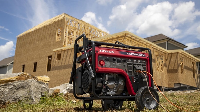 A Honda EB 6500X Portable Generator At A Construction Site