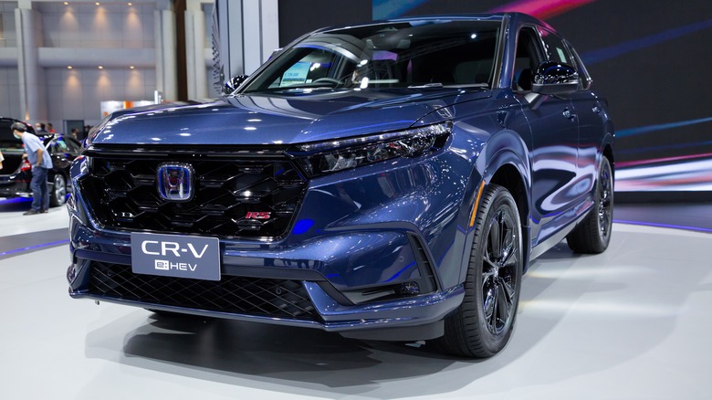 A blue Honda CR-V