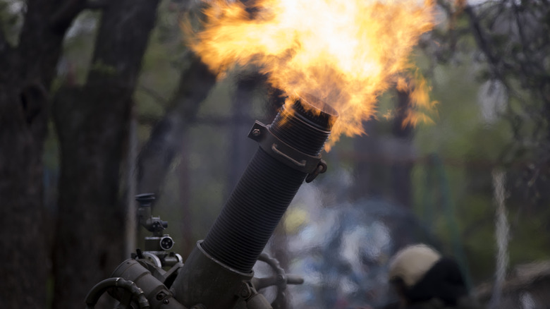 Mortar being launched