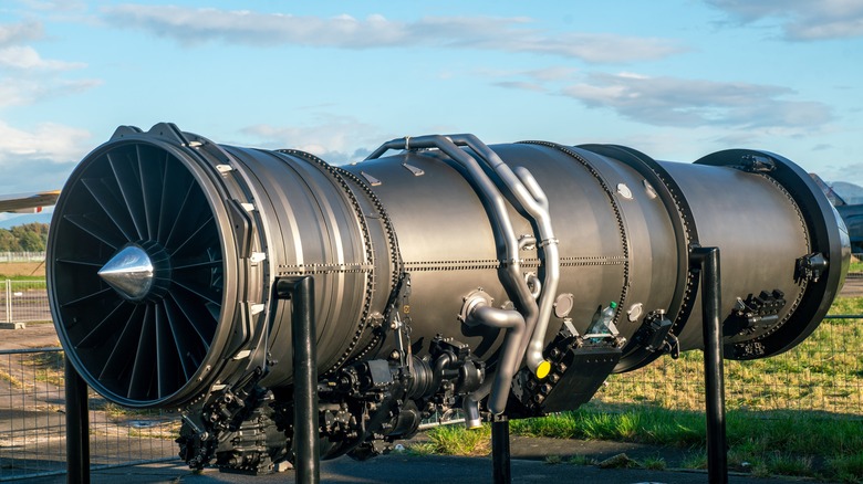 F-135 engine for the F-35 Lightning II sitting on display