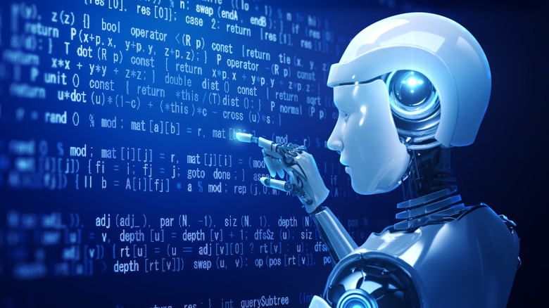 Abstract image of artificial intelligence robot generated program code.