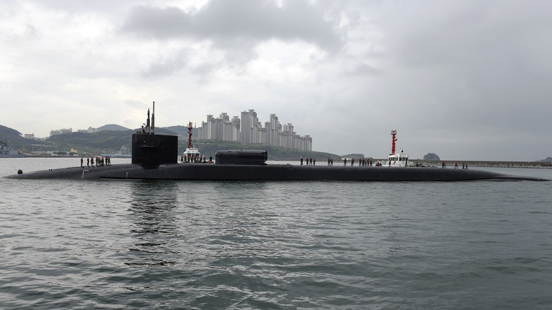 USS Michigan on the surface