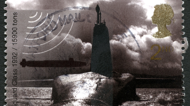 Submarine shown on postage stamp