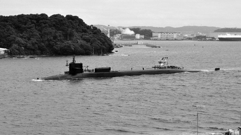 USS Michigan partially submerged